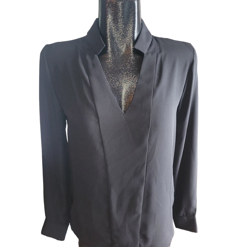 Attitude By Jay Manuel Black Semi-sheer Pullover Blouse S